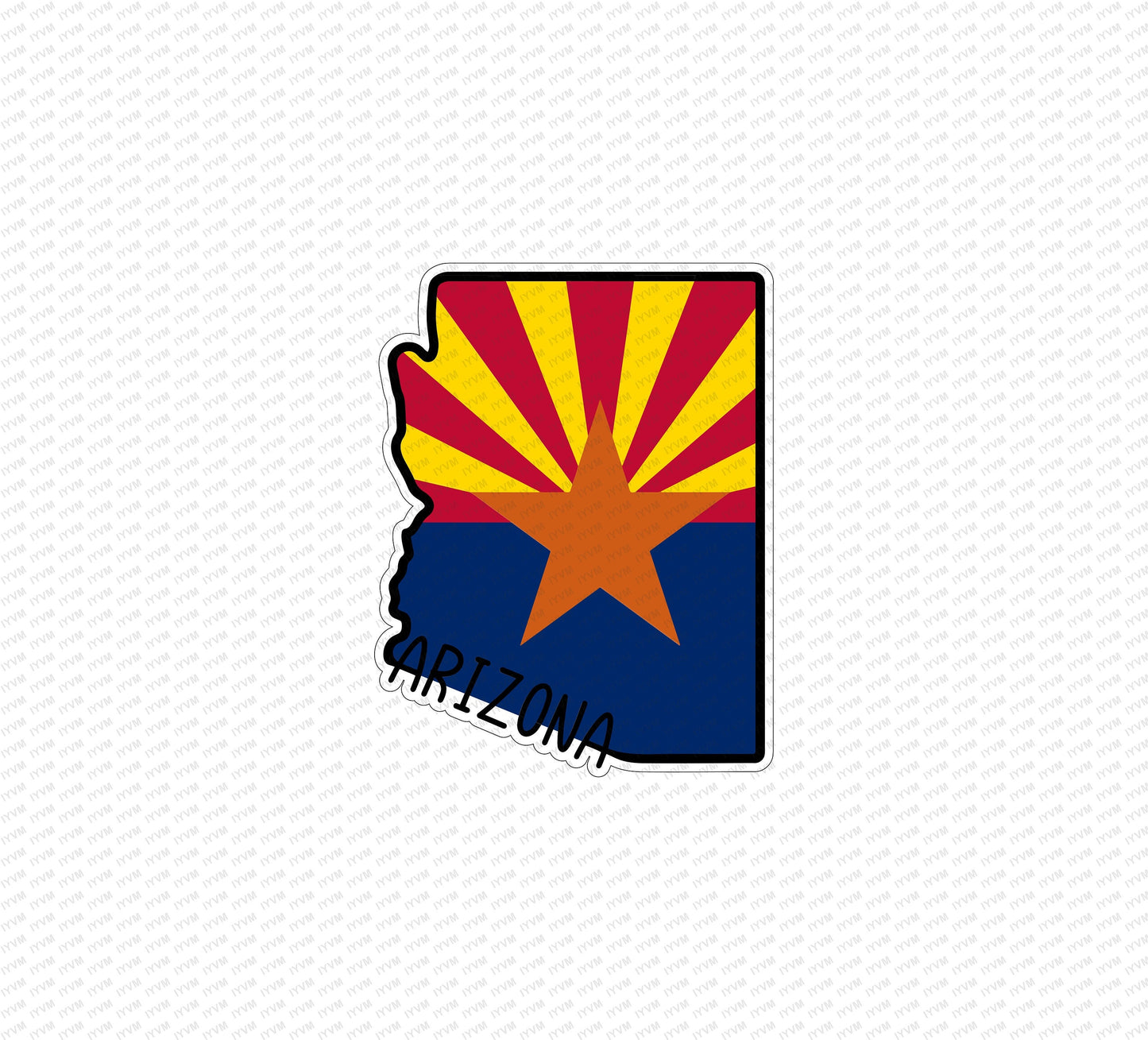State of Arizona Map Flag Sticker Decal  USA Arizona State  Phoenix  The Grand Canyon State  Apache State  Aztec State / Baby State /