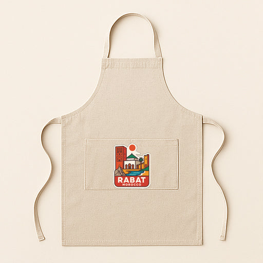 A beige apricot with a red and white logo that says "Rabat" and features a cityscape.