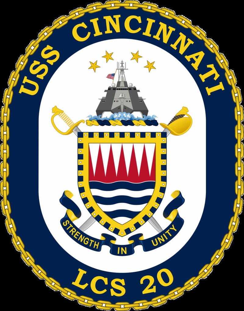 USS Cincinnati LCS-20 Badge Iron On Heat Transfer Vinyl HTV Independence Class Littoral combat ship