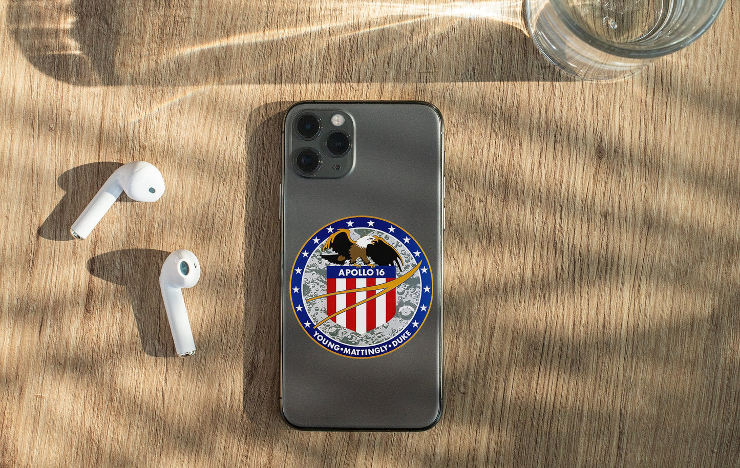 a cell phone with an american eagle sticker on it