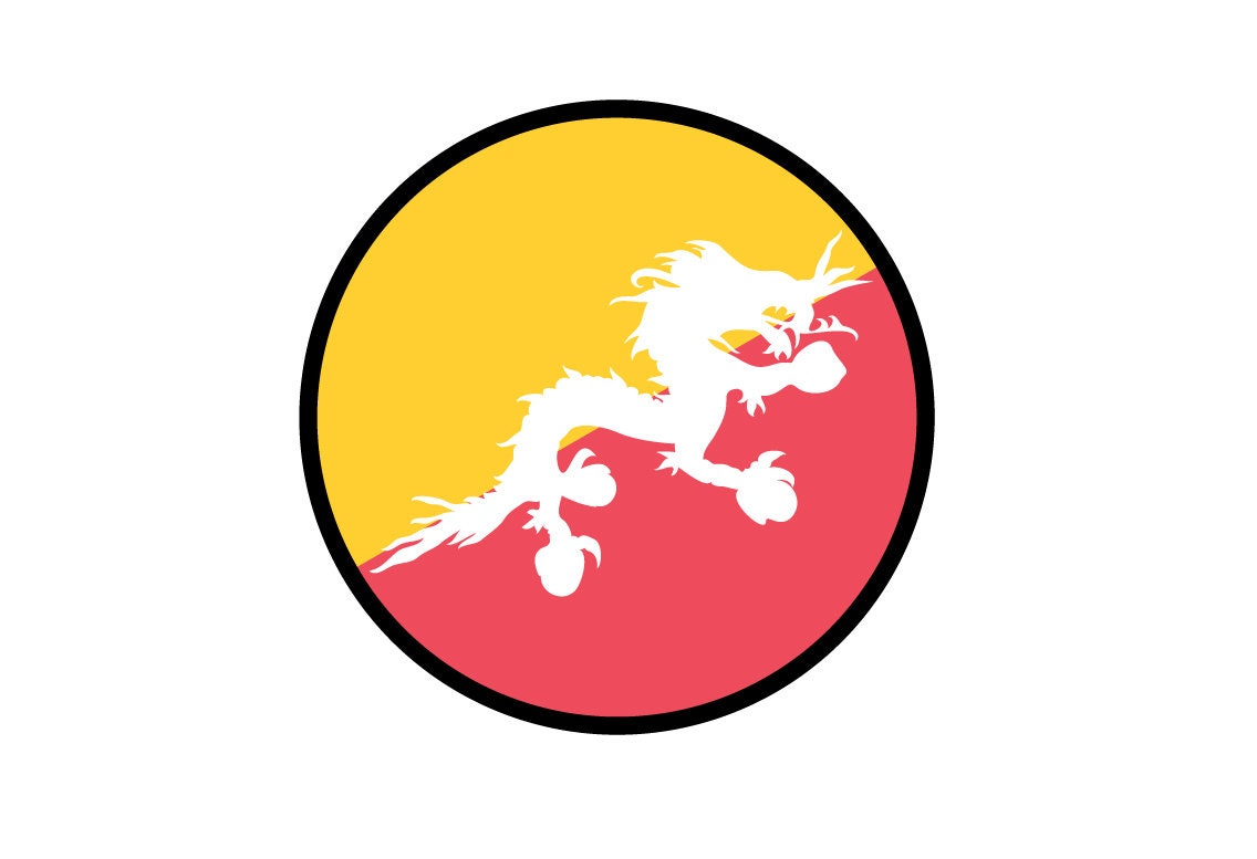 Bhutan Flag Circle Sticker Decal