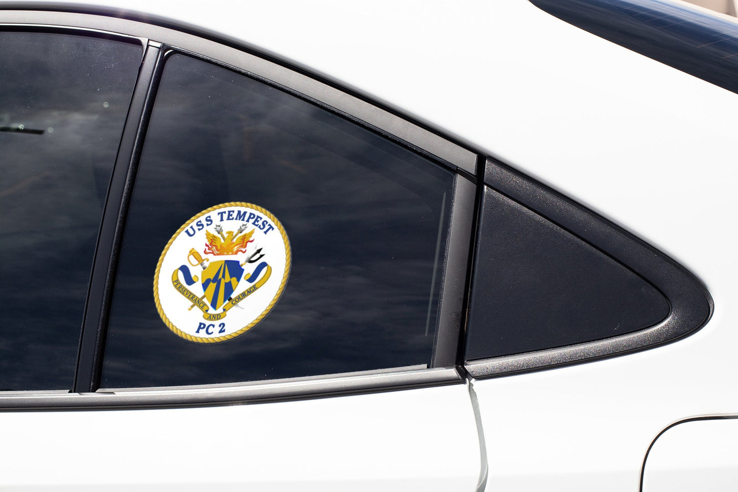 USS Tempest PC-2 Badge Sticker Decal Cyclone Class Patrol boat Car Sticker Bumper Sticker for Car Emblem