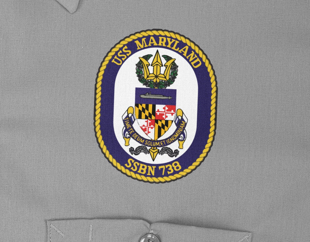 USS Maryland SSBN-738 Badge Iron On Heat Transfer Vinyl HTV Ohio Class Ballistic Missile Submarine