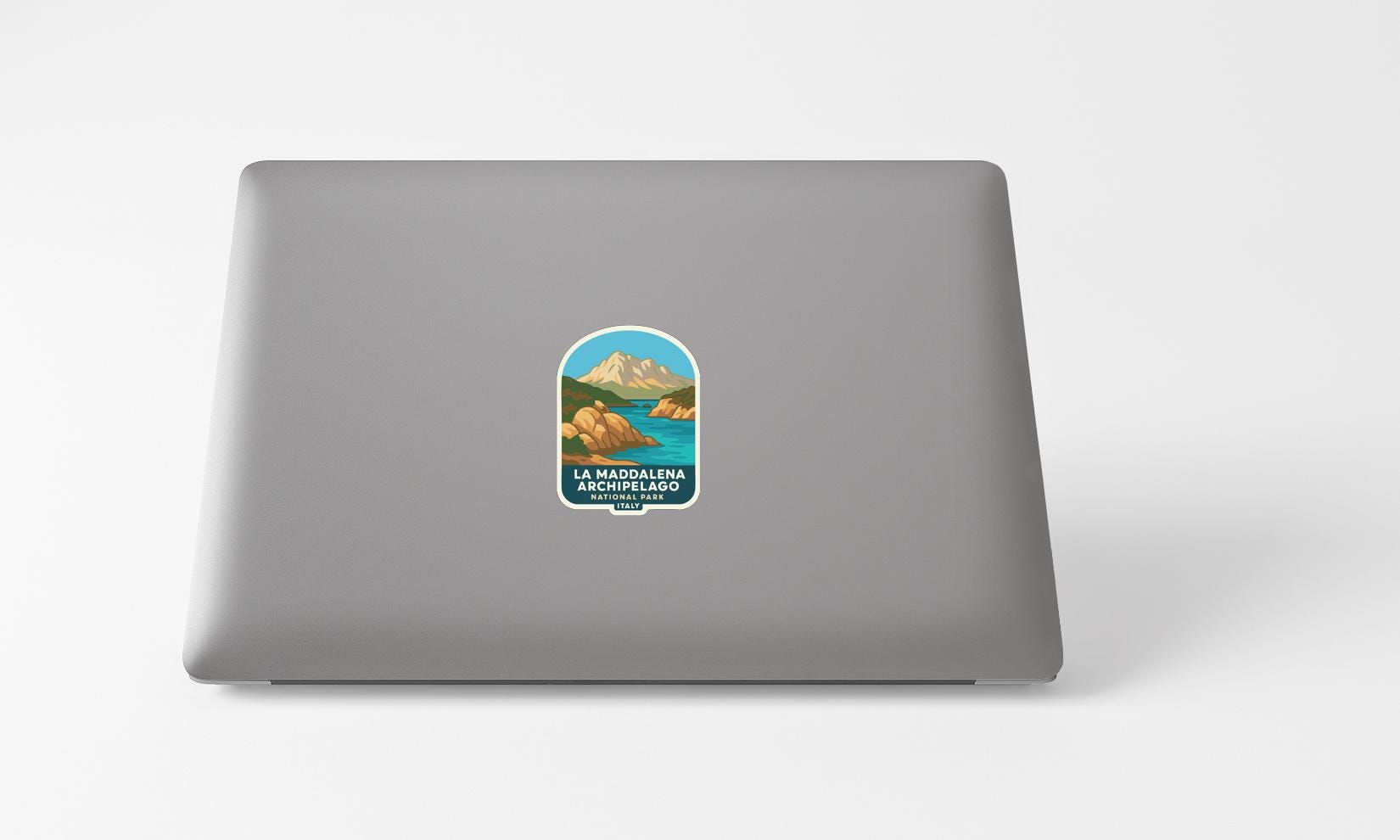A sticker on the back of a laptop computer.