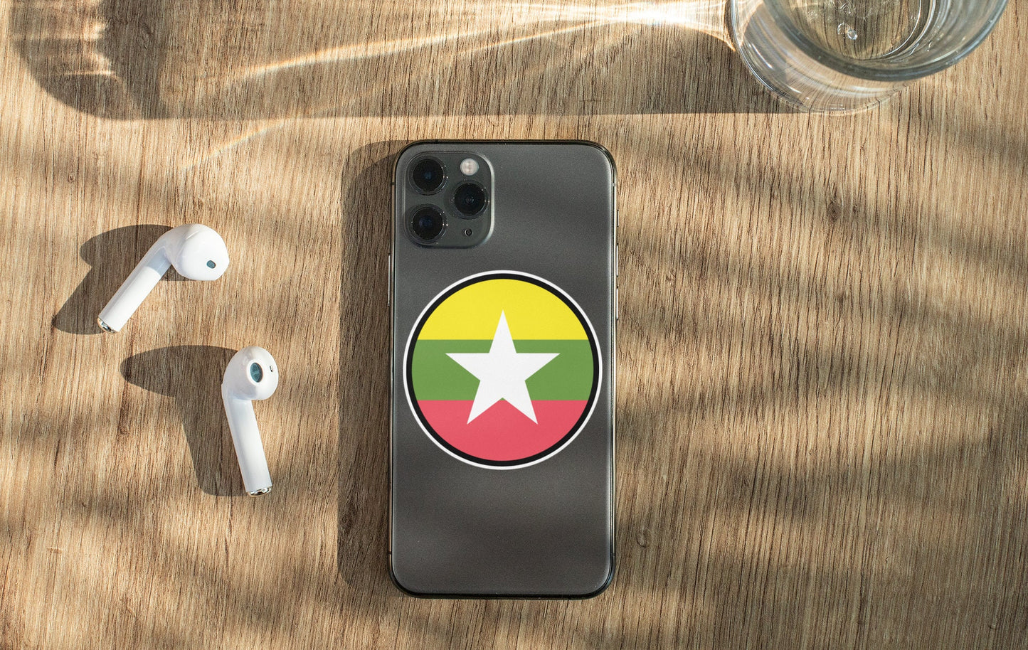 Myanmar Flag Circle Sticker Decal
