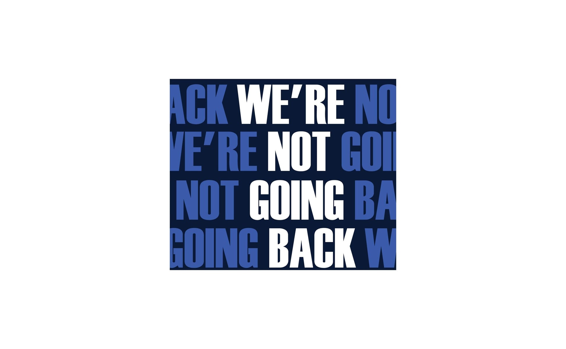 a blue and white poster with a quote on it