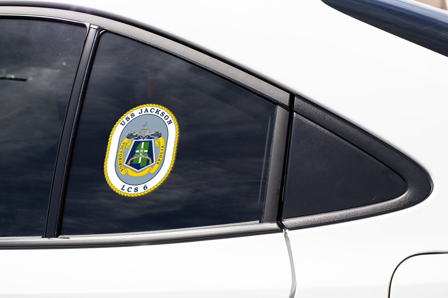 USS Jackson LCS-6 Badge Sticker Decal Independence Class Littoral combat ship Car Sticker Bumper Sticker for Car Emblem