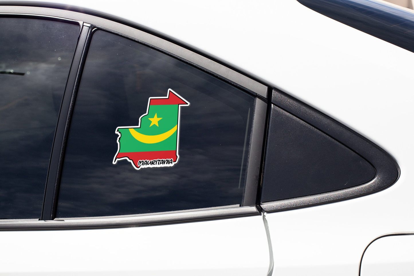 Mauritania Map Flag Sticker Decal