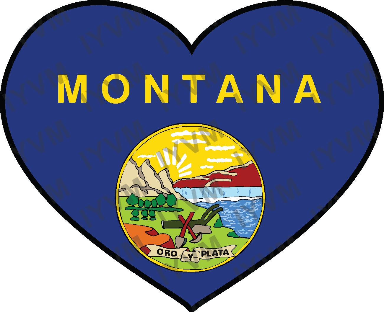 State of Montana Flag Heart Sticker Decal  USA Montana State  Helena  The Treasure State  Big Sky Country  The Last Best Place