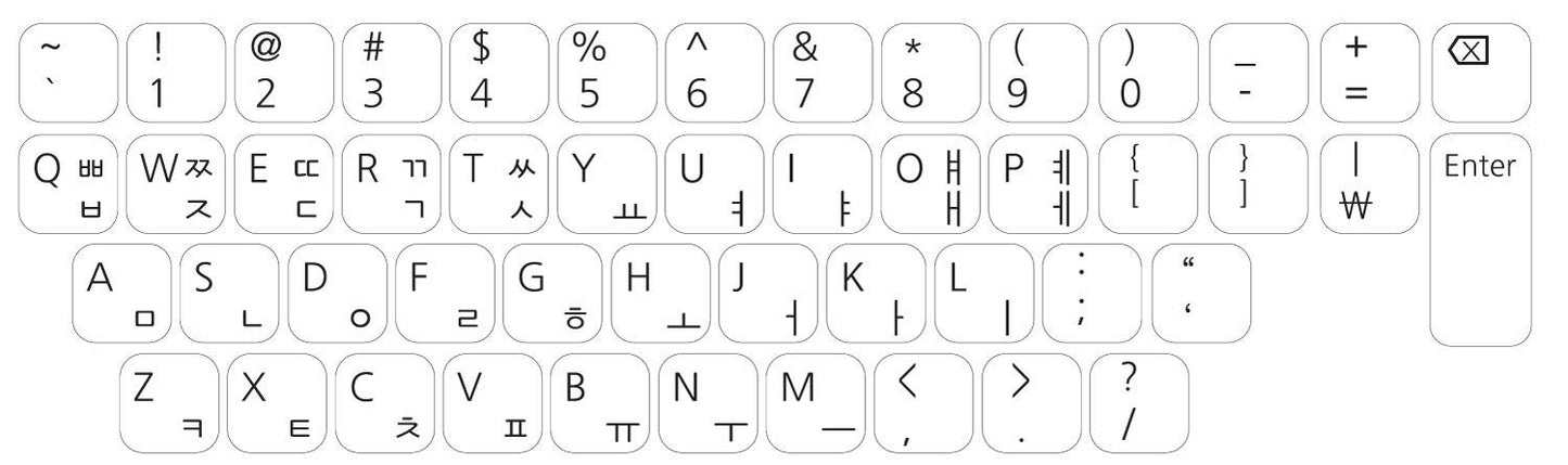 Korean QWERTY Keyboard Sticker in Several Color Vinyl Sticker Decal