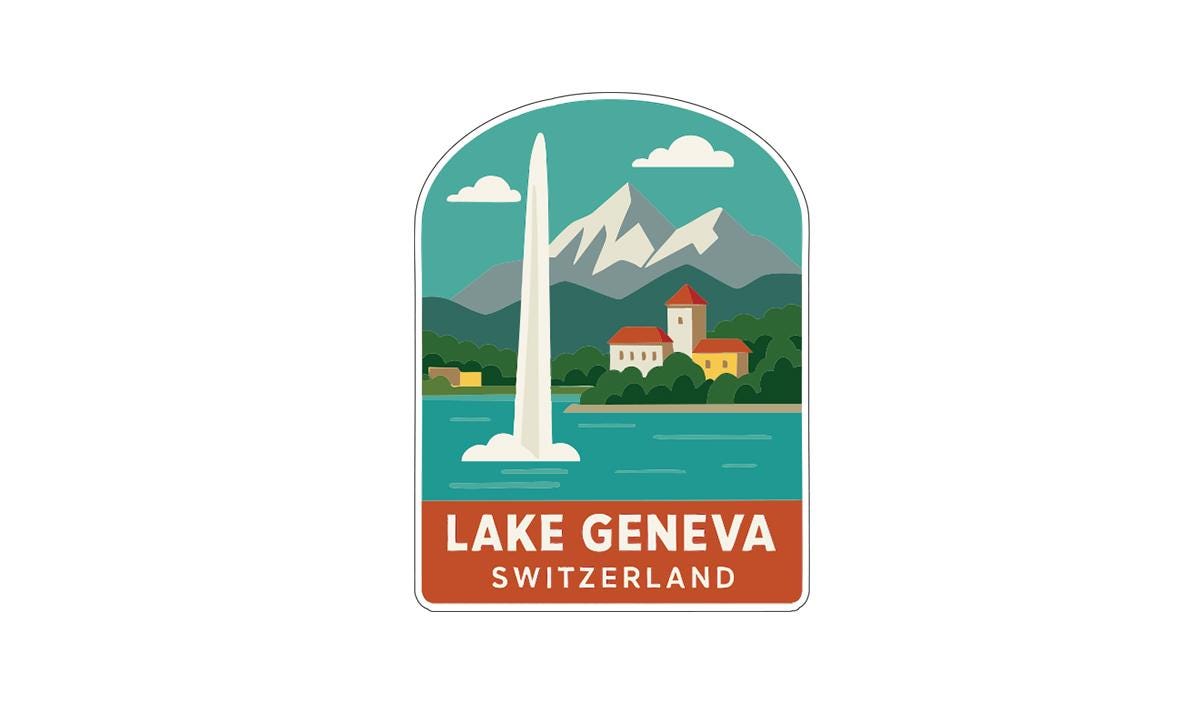 Lake Geneva Switzerland Iron On Heat Transfer Vinyl HTV Die-Cut Symbolic