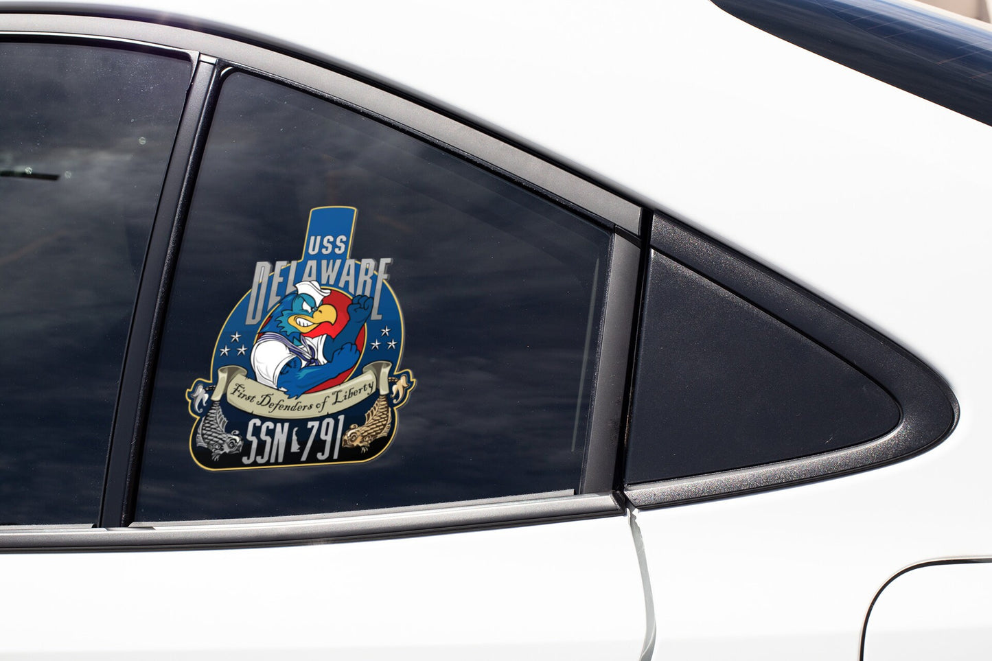 USS Delaware SSN-791 Badge Sticker Decal Virginia Class Attack submarine Car Sticker Bumper Sticker for Car Emblem