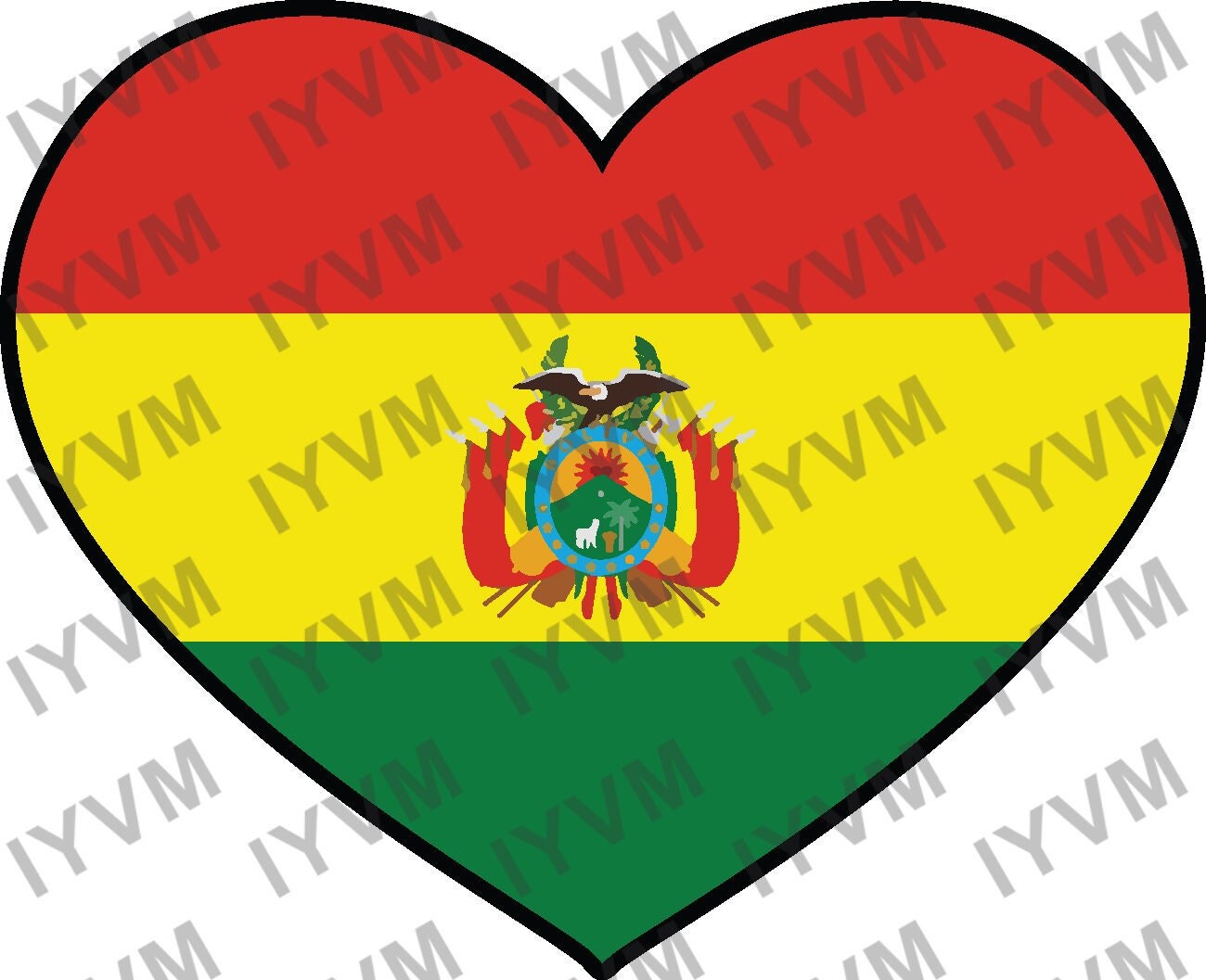 Bolivia Flag Heart Sticker Decal / Sucre / La Unión es la Fuerza / the Plurinational State of Bolivia