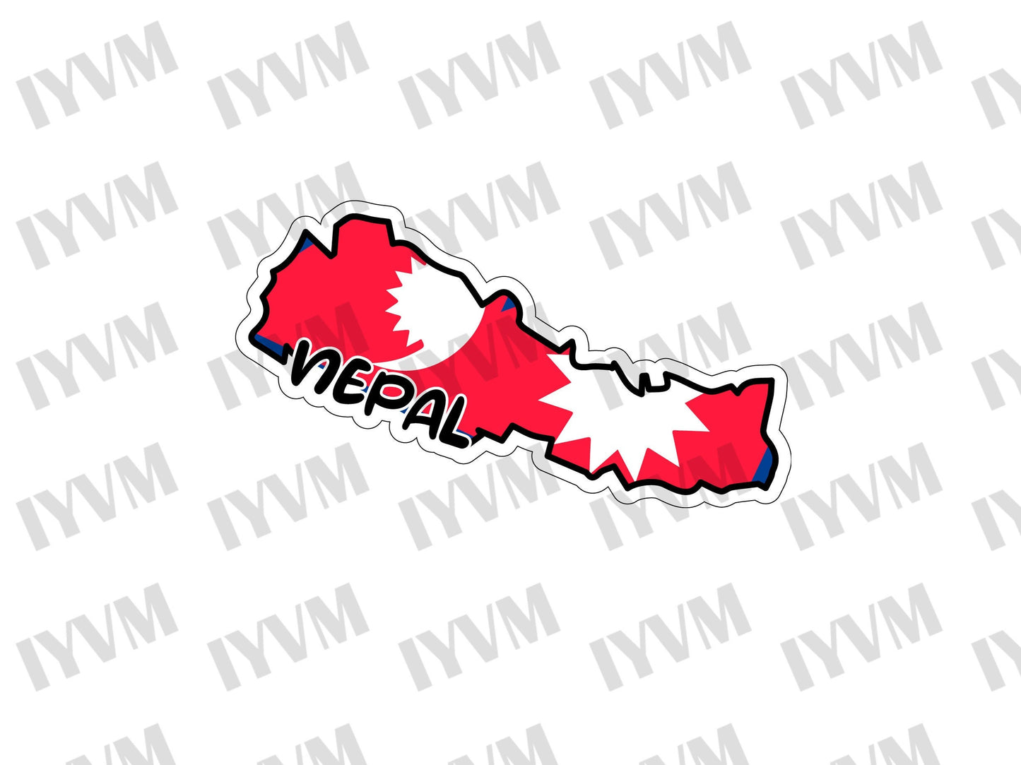Nepal Map Flag Sticker Decal / Federal Democratic Republic of Nepal / "Janani Janmabhumishcha Swargadapi Gariyasi / Kathmandu / Nepali