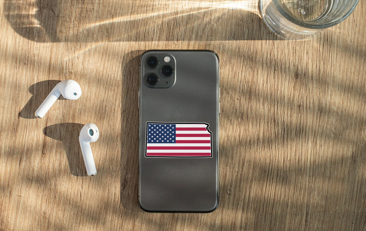 a cell phone with a sticker of the state of arizona on it