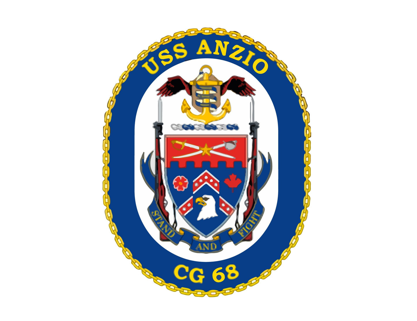 USS Anzio CG-68 Badge Sticker Decal Ticonderoga Class Cruiser Car Sticker Bumper Sticker for Car Emblem