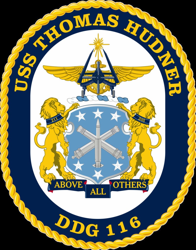 USS Thomas Hudner DDG-116 Badge Iron On Heat Transfer Vinyl HTV Arleigh Burke Class Destroyer