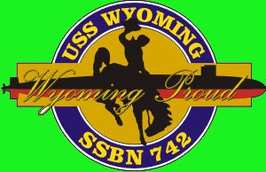 USS Wyoming SSBN-742 Badge Iron On Heat Transfer Vinyl HTV Ohio Class Ballistic missile submarine