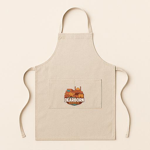 A beige apricot with a logo on the front pocket.