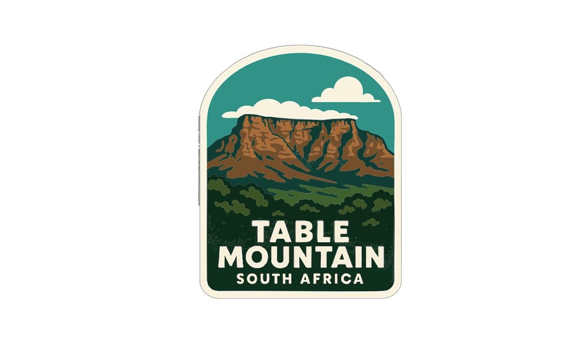 a stylized illustration of Table Mountain, a prominent landmark in South Africa.