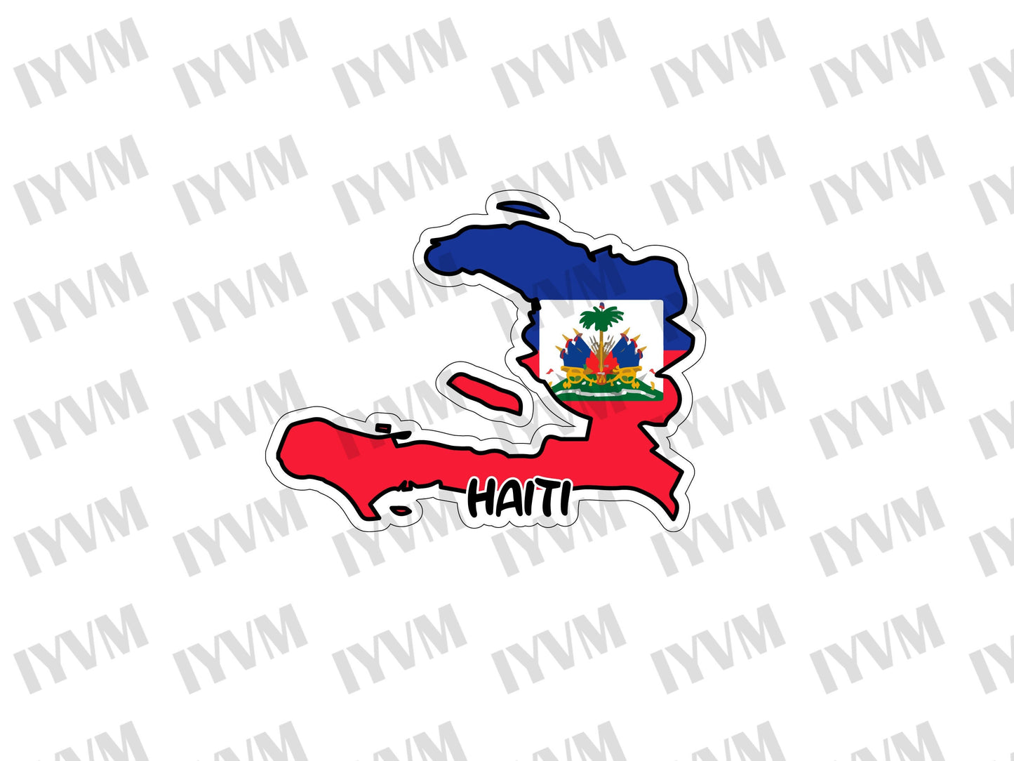 Haiti Map Flag Sticker Decal / Republic of Haiti / Hayti / Liberté, égalité, fraternité / Port-au-Prince / Haitian