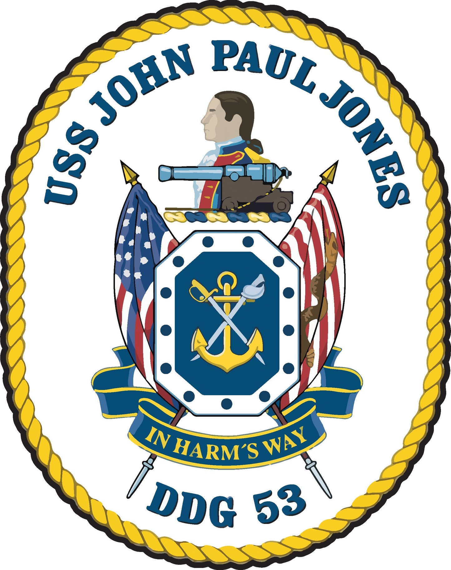 USS John Paul Jones DDG-53 Badge Iron On Heat Transfer Vinyl HTV Arleigh Burke Class Destroyer