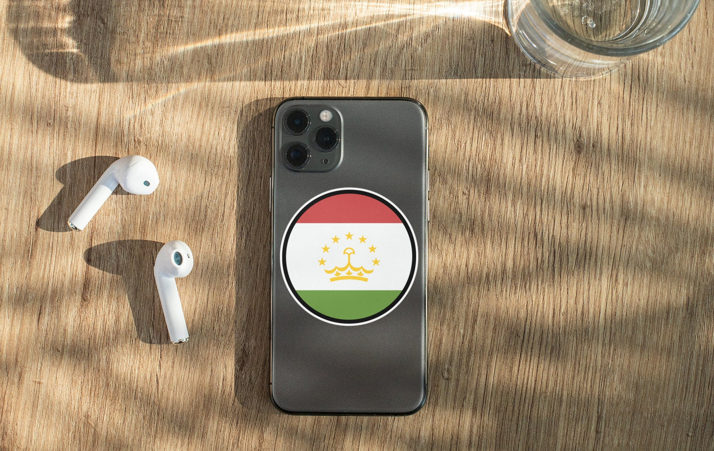 Tajikistan Flag Circle Sticker Decal