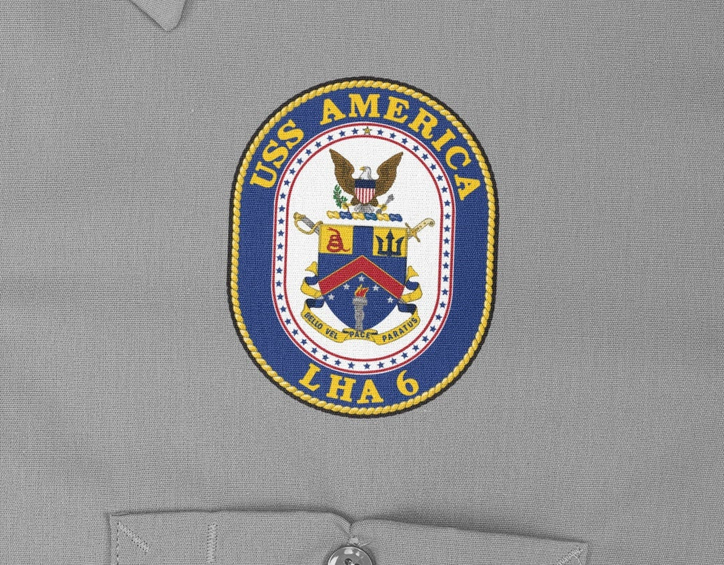 USS America LHA-6 Badge Iron On Heat Transfer Vinyl HTV America Class Amphibious Assault Ship