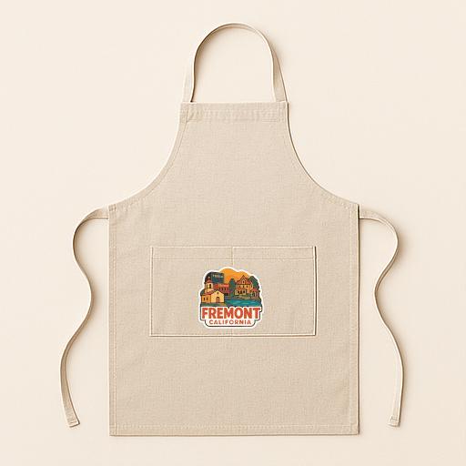 A beige apricot with a logo of Fremont, California, printed on it.