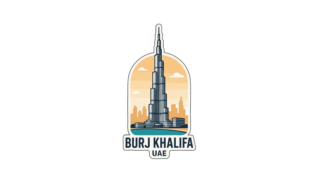 Burj Khalifa UAE Iron On Heat Transfer Vinyl HTV Die-Cut Symbolic Landmark