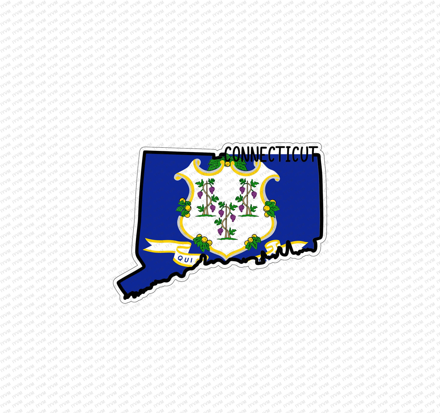 State of Connecticut Map Flag Sticker Decal  USA Connecticut State  Hartford  The Constitution State  Nutmeg State  Provision State /