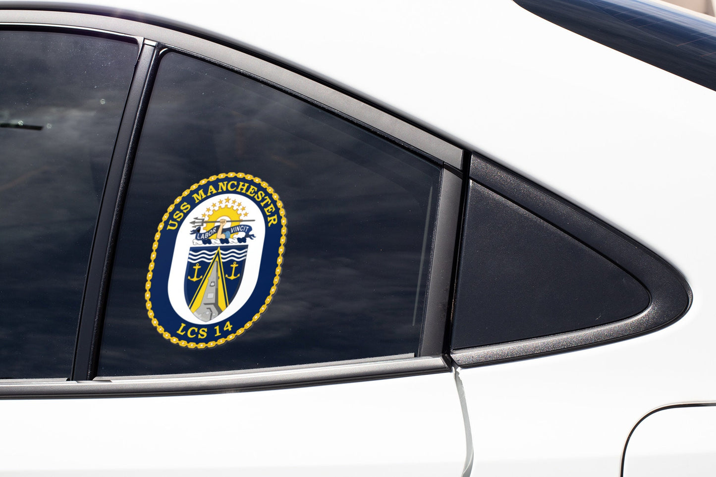 USS Manchester LCS-14 Badge Sticker Decal Independence Class Littoral combat ship Car Sticker Bumper Sticker for Car Emblem