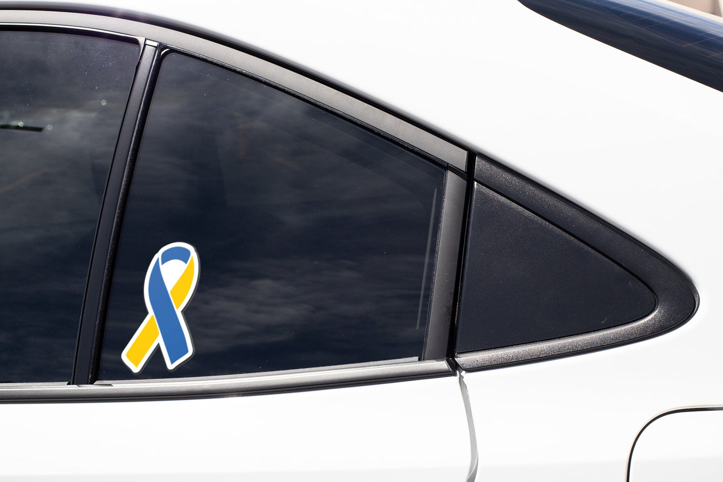 Ukraine Flag Ribbon Sticker Decal Volodymyr Zelensky Slava Ukraini I Stand with Ukraine Russia Invasion Anti War No War Pray for Ukraine