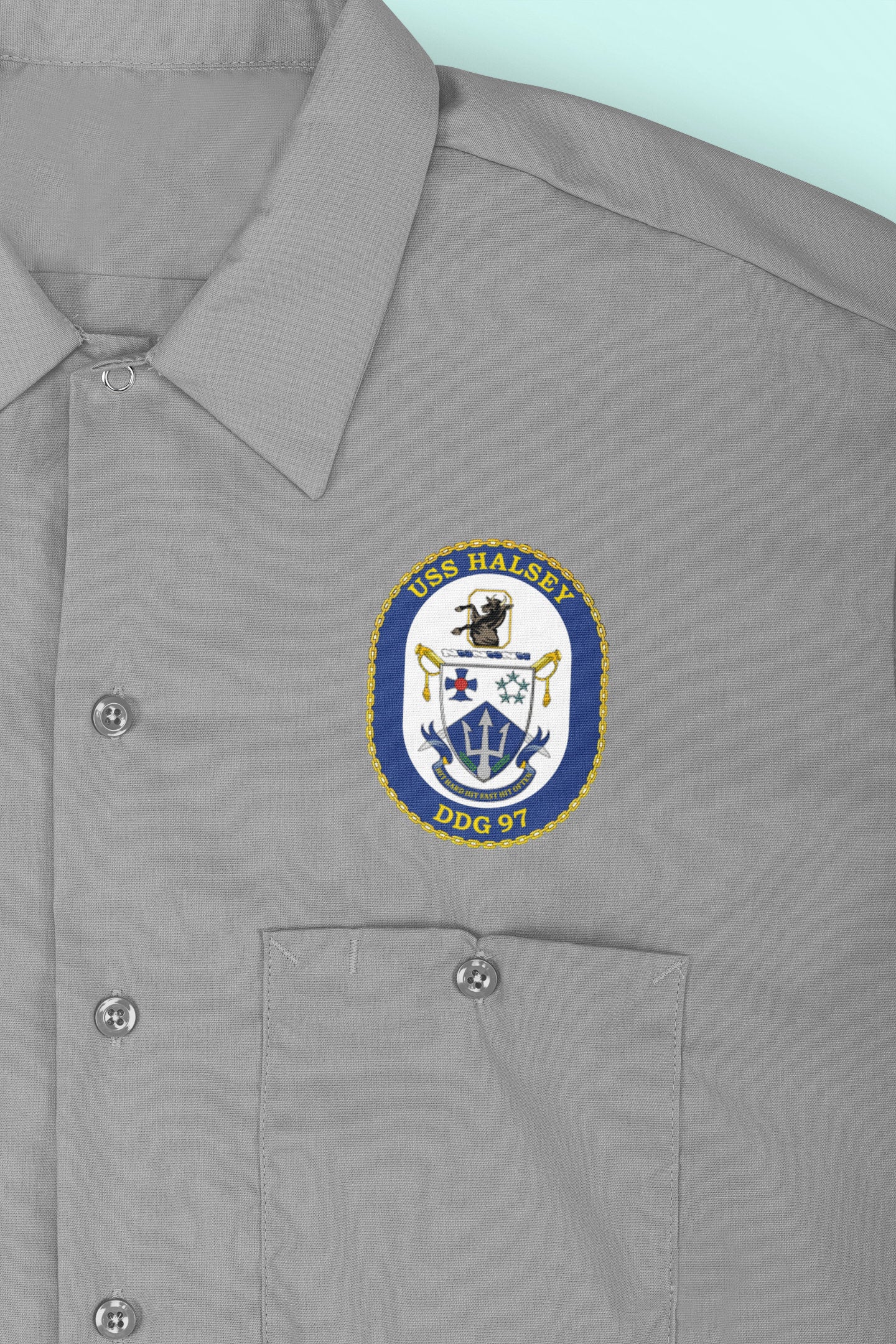 USS Halsey DDG-97 Badge Iron On Heat Transfer Vinyl HTV Arleigh Burke Class Destroyer
