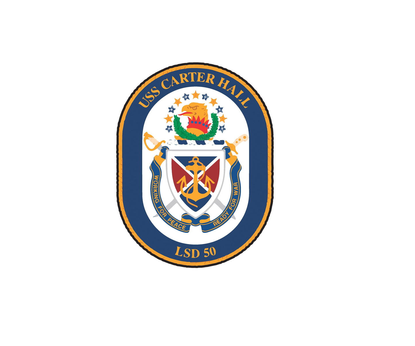 USS Carter Hall LSD-50 Badge Sticker Decal Whidbey Island Class Dock Landing Ship Car Sticker Bumper Sticker for Car Emblem