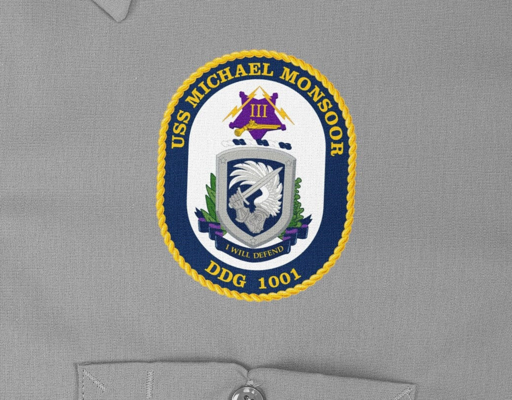 USS Michael Monsoor DDG-1001 Badge Iron On Heat Transfer Vinyl HTV Zumwalt Class Destroyer