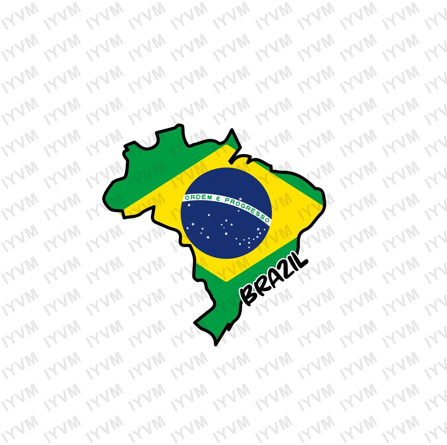 Brazil Map Iron On Heat Transfer Vinyl HTV / Brasília / Federative Republic of Brazil / Brazilian / Brasil / Ordem e Progresso