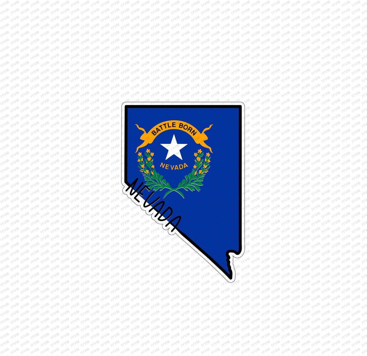 State of Nevada Map Flag Sticker Decal  USA Nevada State  Carson City  The Silver State  Battle Born State  Sagebrush State /  Casino State