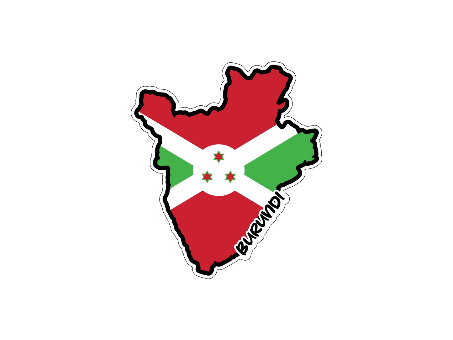 Burundi Map Flag Sticker Decal