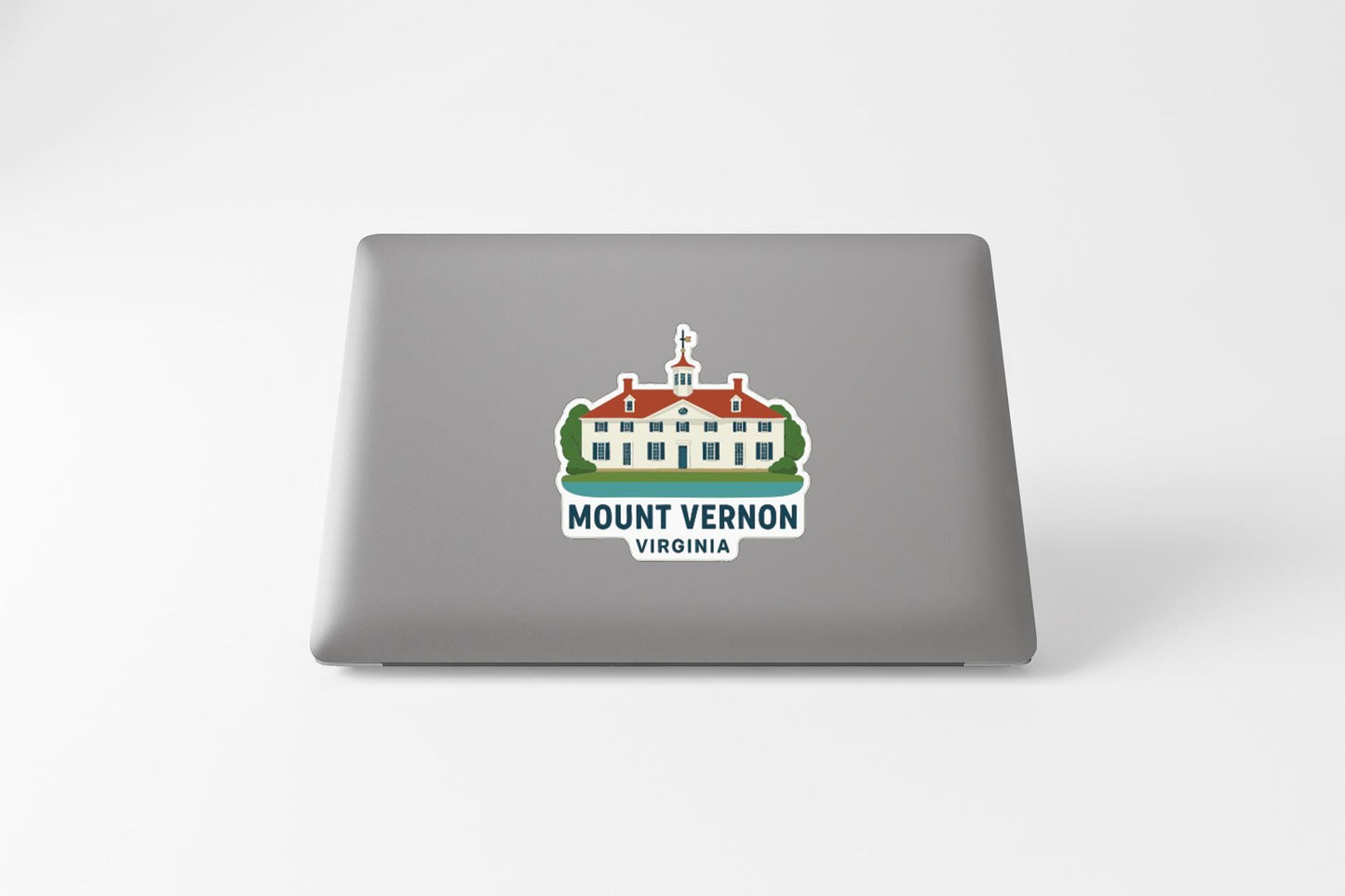 a sticker of Mount Vernon, a historic mansion located in Virginia.