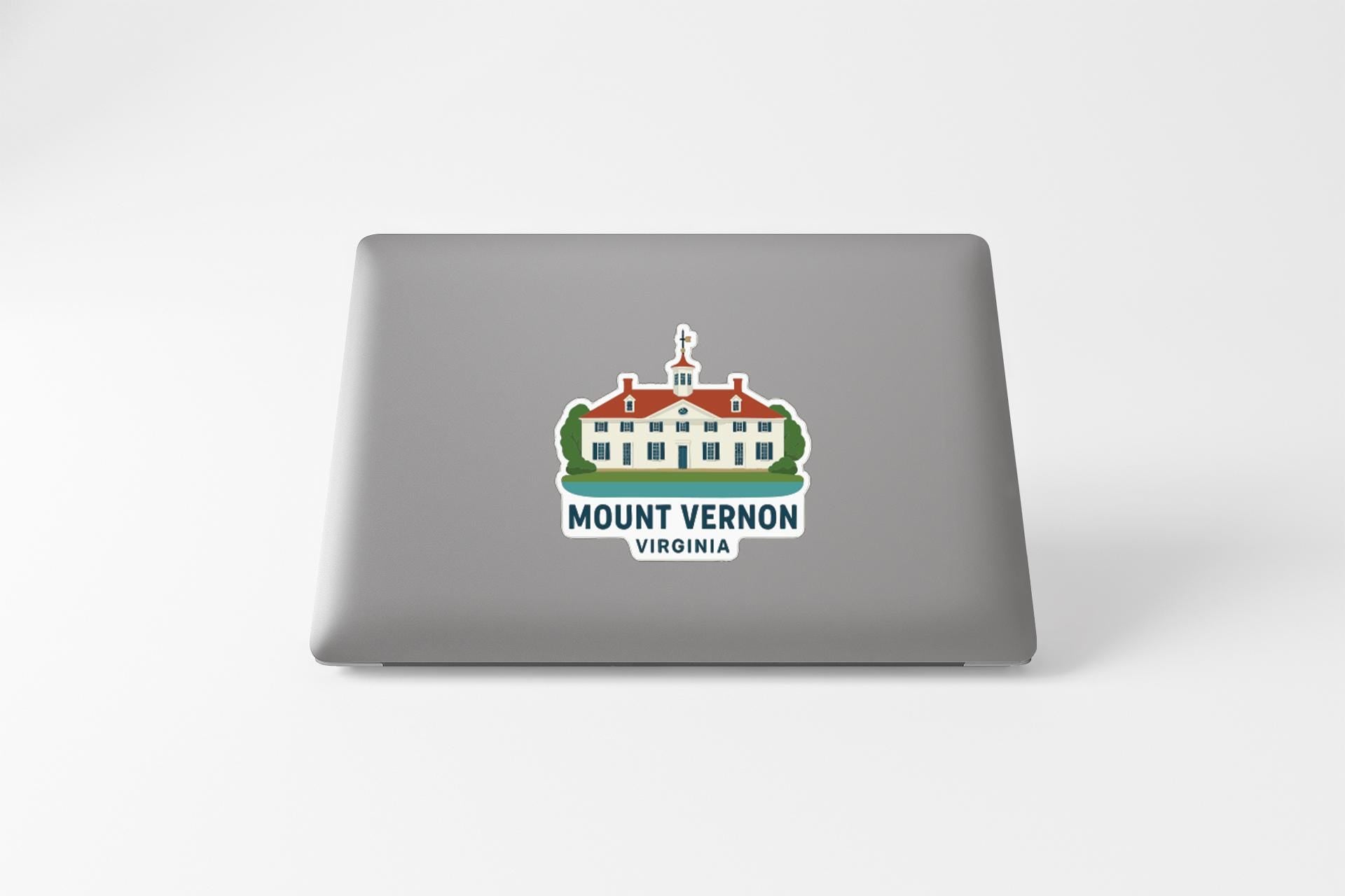 a sticker of Mount Vernon, a historic mansion located in Virginia.