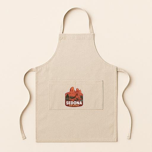A beige apricot with a red and white logo that says "SEDONA" on it.
