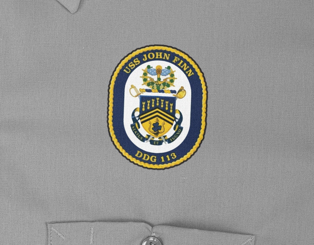 USS John Finn DDG-113 Badge Iron On Heat Transfer Vinyl HTV Arleigh Burke Class Destroyer