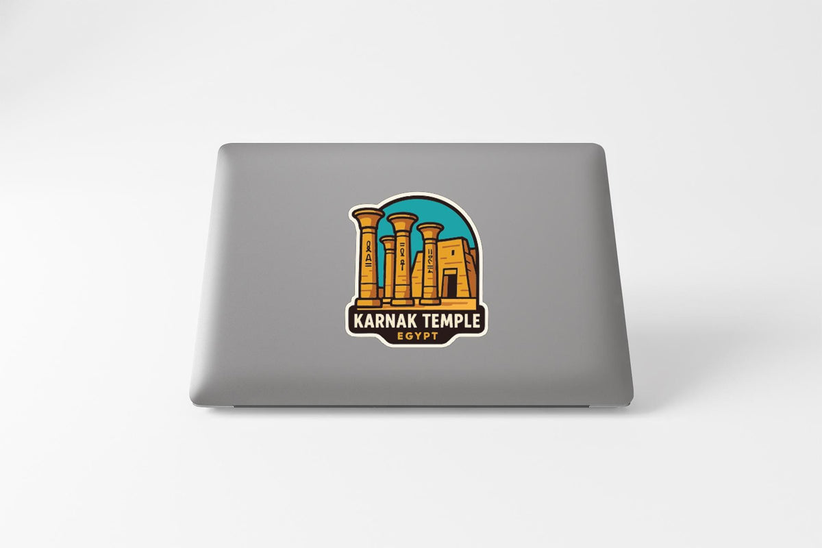 a sticker or decal of the Karnak Temple in Egypt, which is a large ancient temple complex located in Luxor, Egypt.