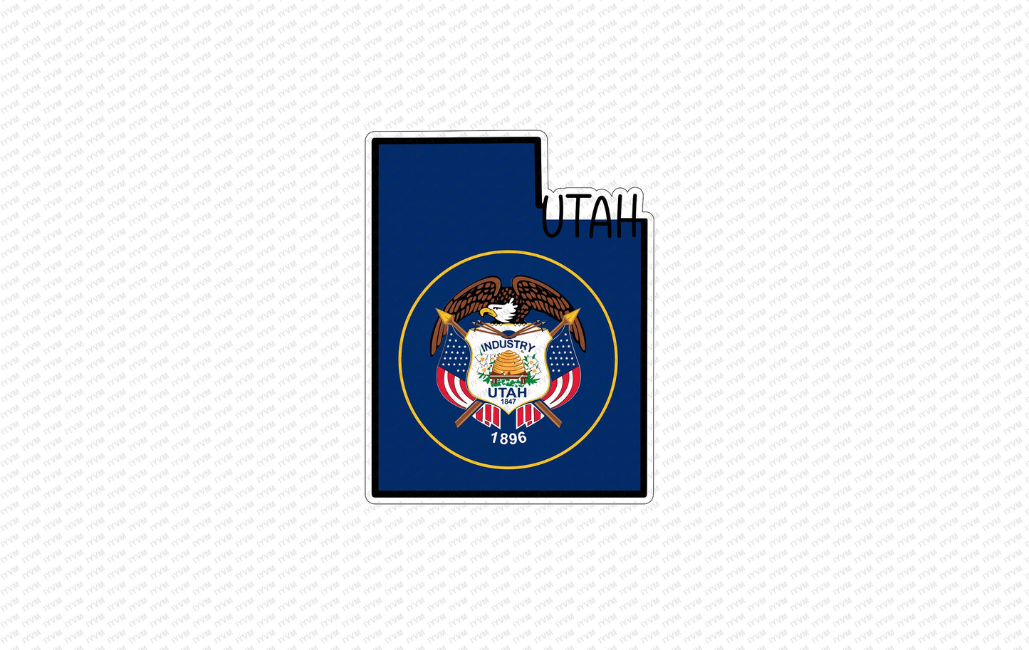 State of Utah Map Flag Sticker Decal  USA Utah State  Salt Lake City  The Beehive State  Crossroads of the West  Mormon State