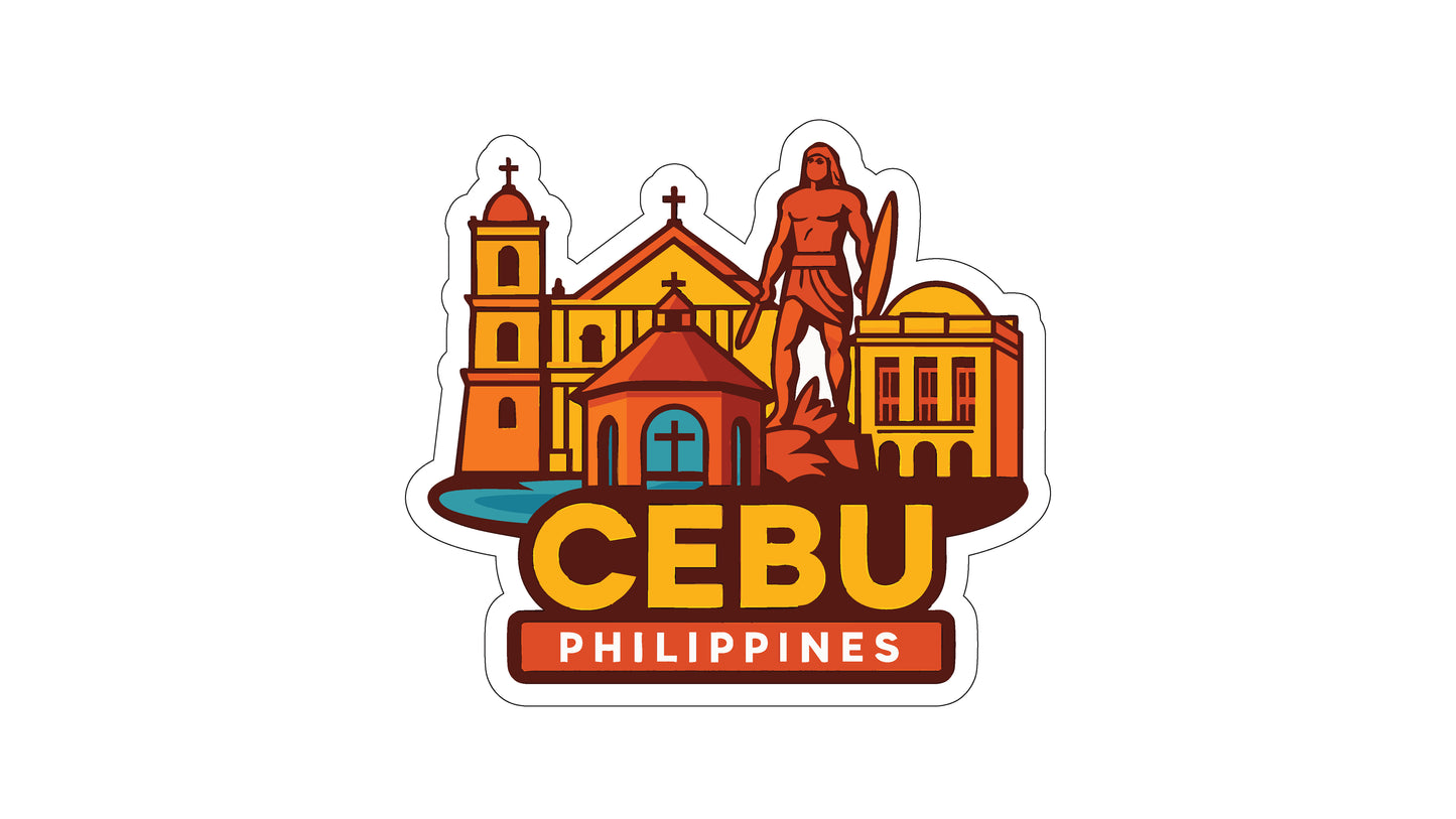 a sticker or logo depicting the city of Cebu, Philippines.