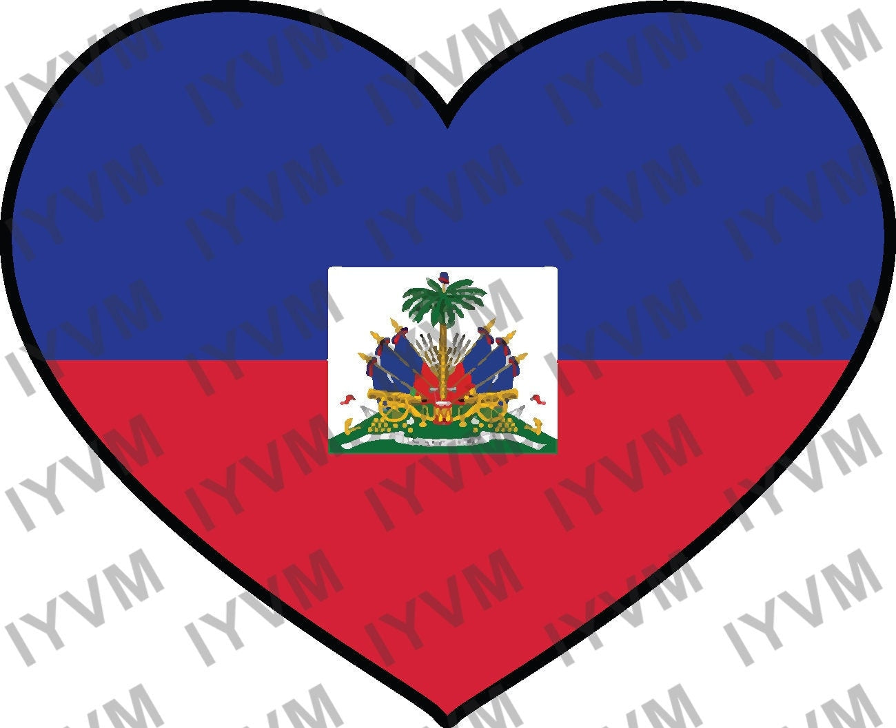Haiti Flag Heart Sticker Decal / Republic of Haiti / Hayti / Liberté, égalité, fraternité / Port-au-Prince / Haitian