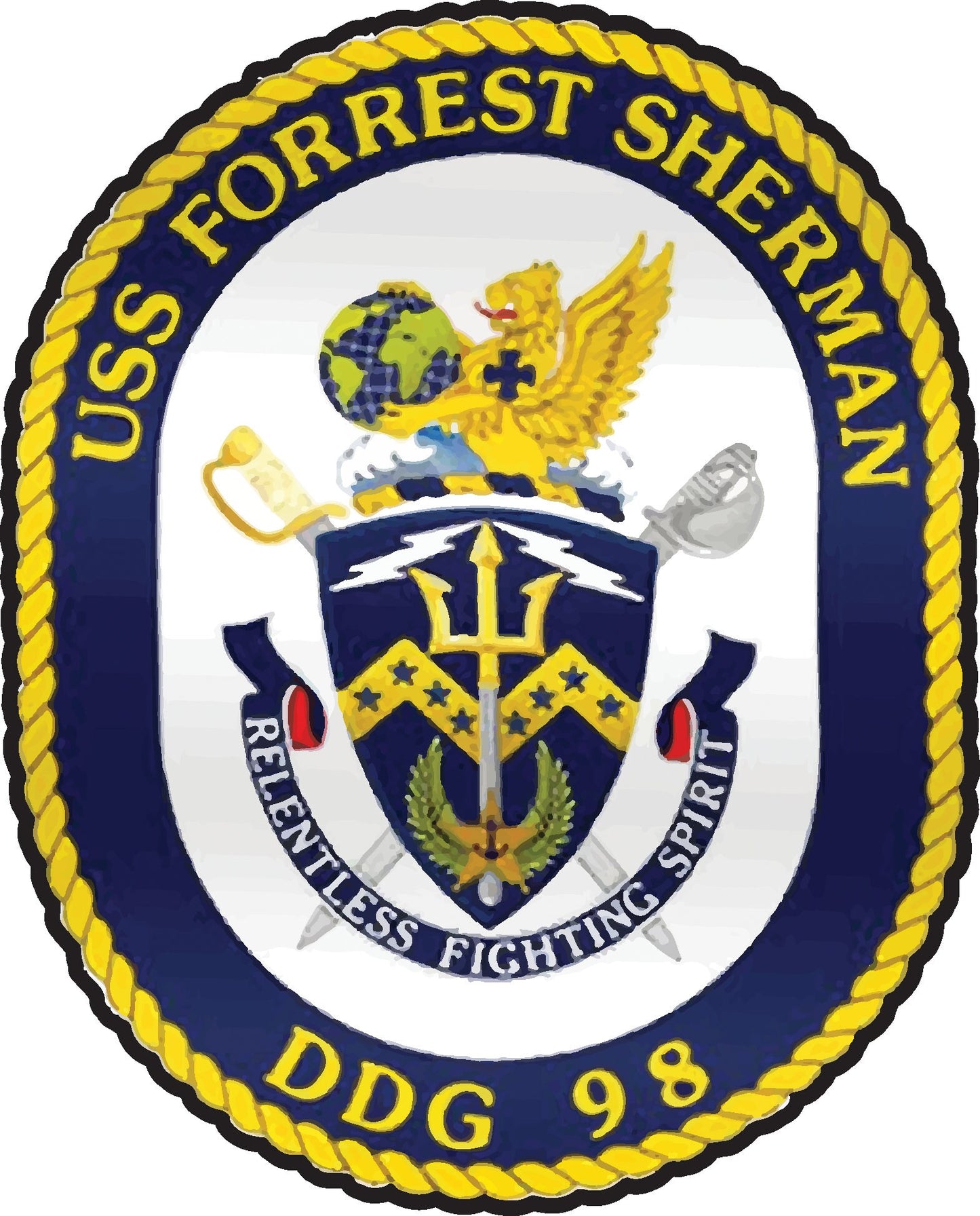 USS Forrest Sherman DDG-98 Badge Iron On Heat Transfer Vinyl HTV Arleigh Burke Class Destroyer