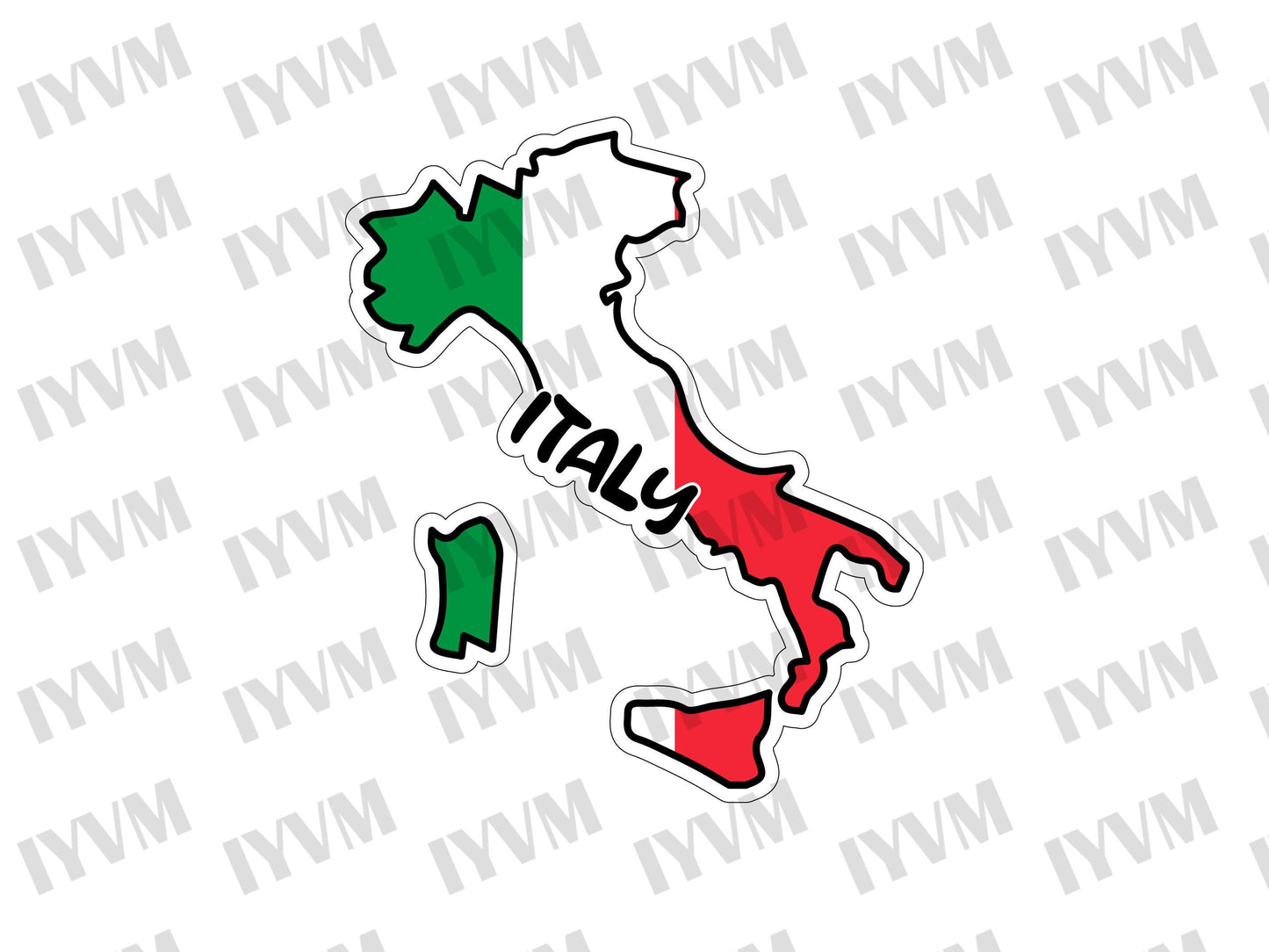 Italy Map Flag Sticker Decal / Italian Republic / Republic of Italy / Rome /