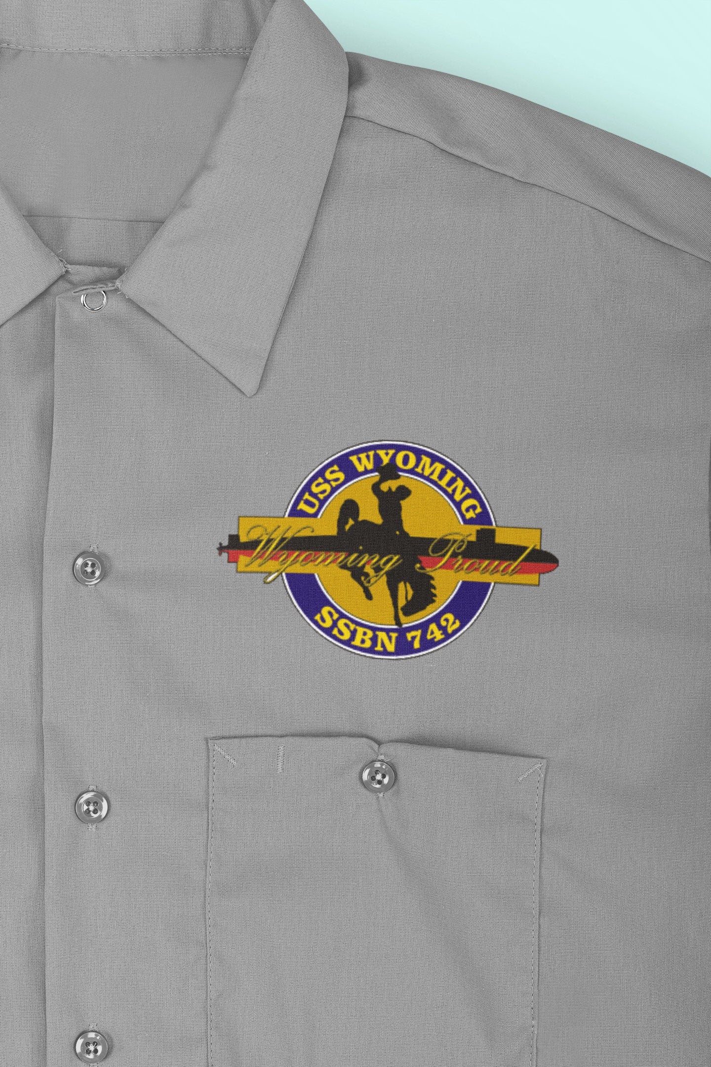 USS Wyoming SSBN-742 Badge Iron On Heat Transfer Vinyl HTV Ohio Class Ballistic missile submarine